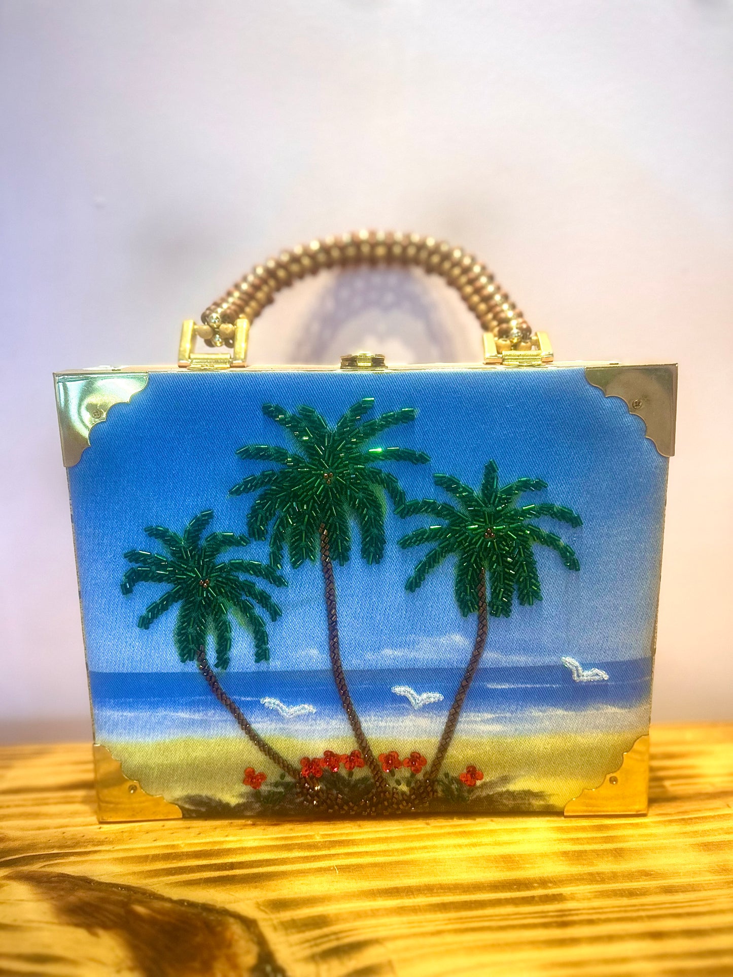 Cigar Box Purse with tropical scene