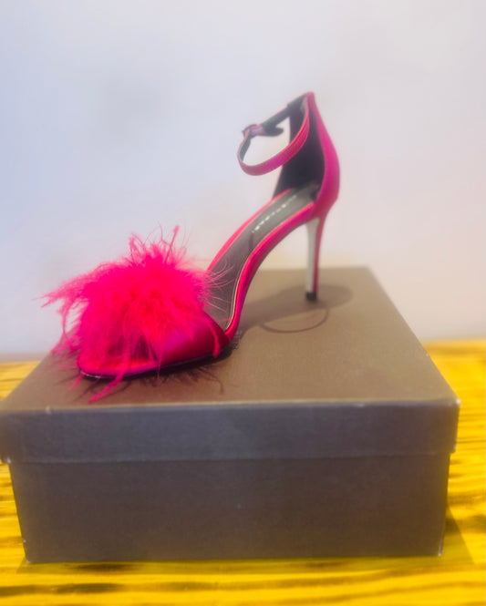 Elie Tahari Pink Dress Heel size 8 with fur