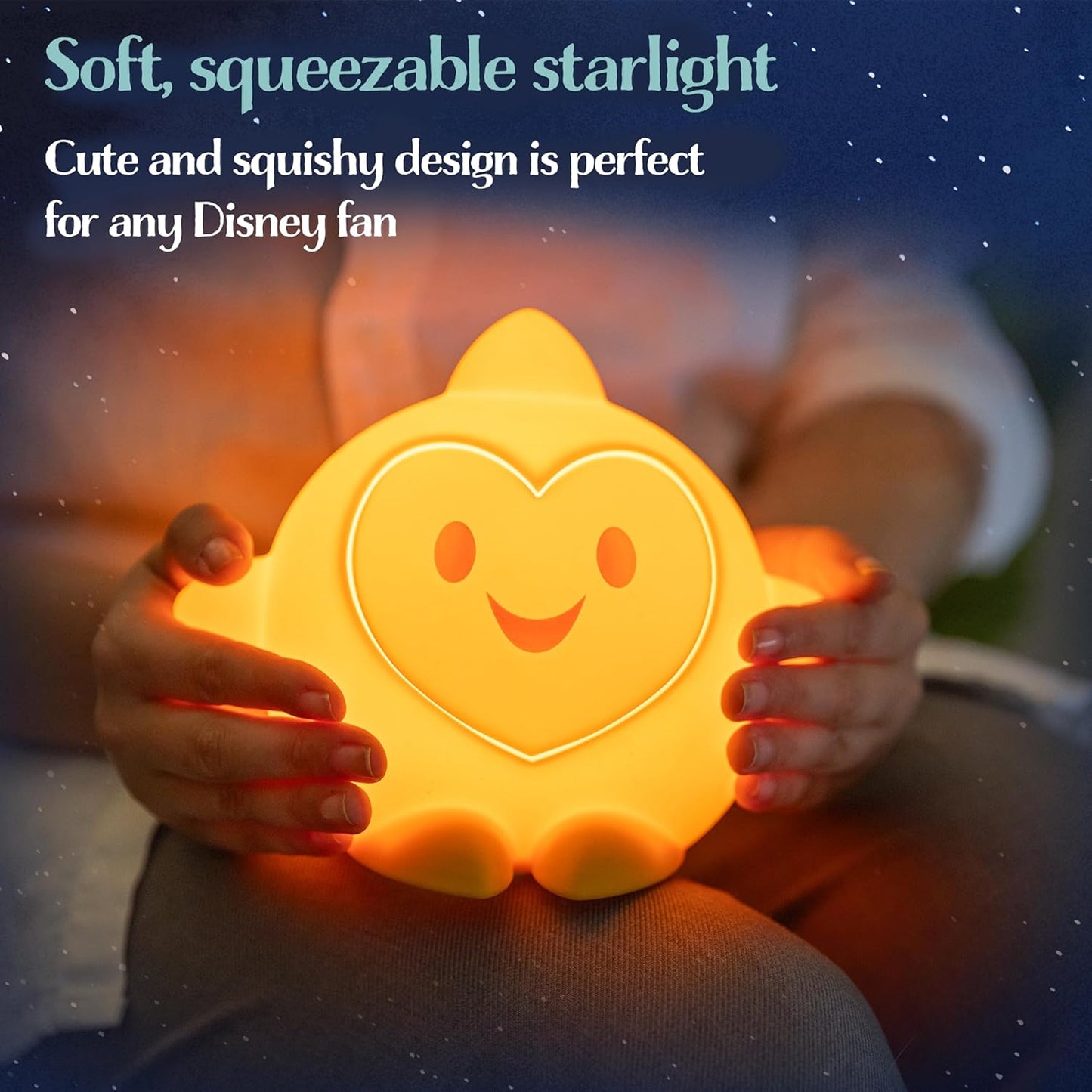 Disney Wish Squishy Light, Night Light for Kids, USB Lamp, Battery Operated, Dimmable, Star Light Ideal for Bedroom, Playroom, Living Room,