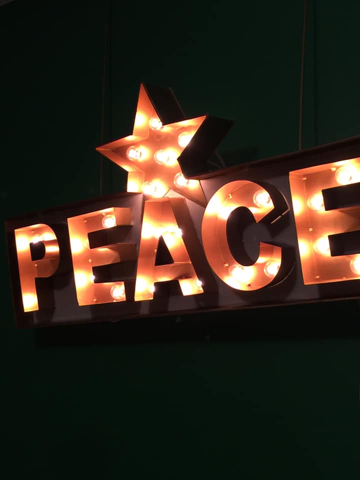 Peace Sign - plug in sign with petit vanity light bulbs