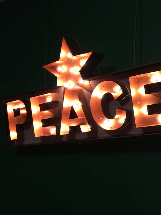 Peace Sign - plug in sign with petit vanity light bulbs